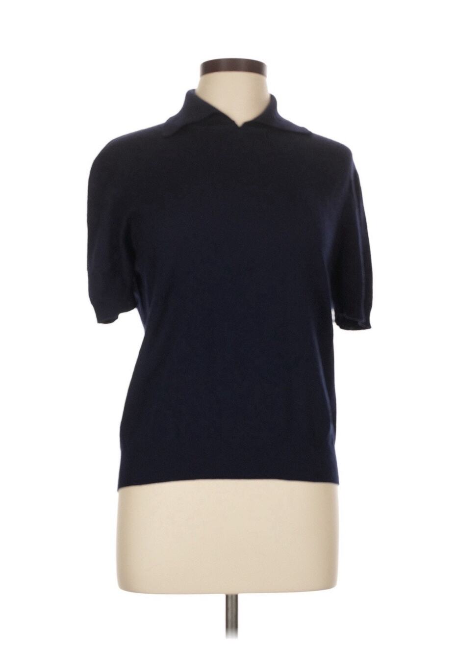 Marly’s Italy Wool Navy Blue Collared Short Sleeve Polo Shirt IT 46 Us 10